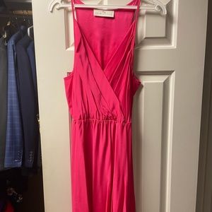 Amanda upichard bright pink short dress.